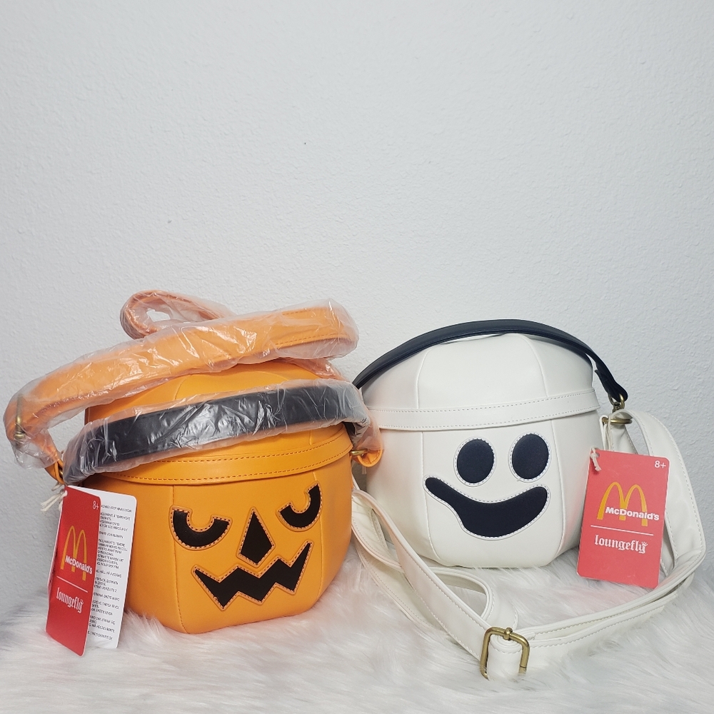 Lounglefly McDonald's Halloween Pumpkin and Ghost Happy Meal Bucket Bags Set